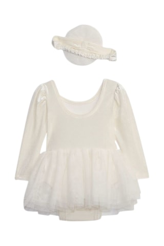 Body-robe et bandeau en velours - Ivoire