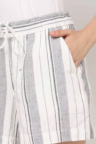 Short en lin - Blanc et bleu foncé