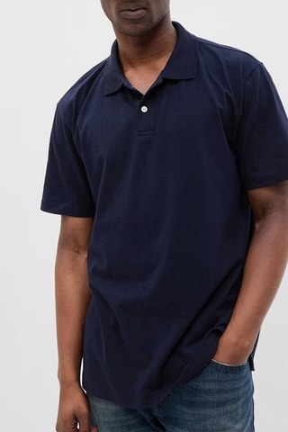 Polo en coton biologique - Bleu marine