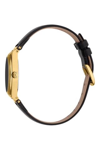 Leren Quartz Horloge - Zwart en Goudkleurig