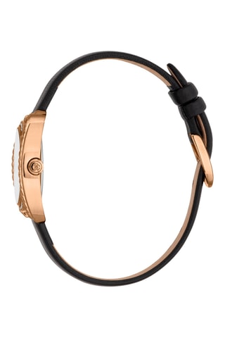 Leren Quartz Horloge - Zwart en Roségoudkleurig