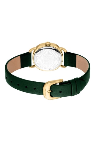Leren Quartz Horloge - Groen en Goudkleurig