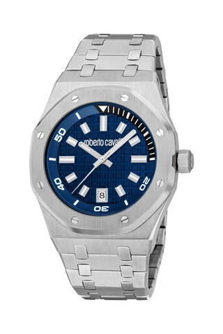 Stalen Quartz Horloge - Zilverkleurig en Marineblauw