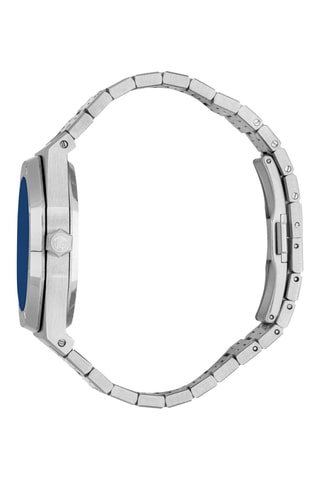 Stalen Quartz Horloge - Zilverkleurig en Marineblauw