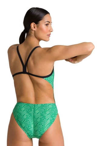 Maillot 1 pièce Kikko Challenge Back - Noir et vert clair