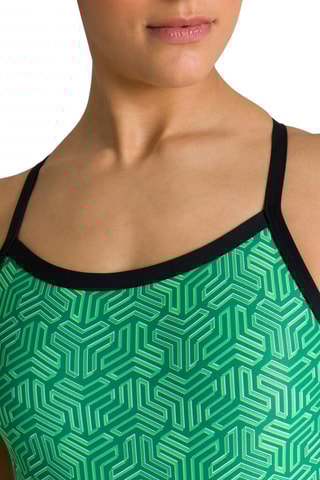 Maillot 1 pièce Kikko Challenge Back - Noir et vert clair
