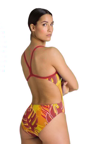 Maillot 1 pièce Hawaii- Rouge et jaune