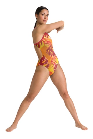 Maillot 1 pièce Hawaii- Rouge et jaune