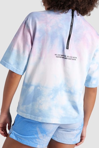 T-shirt de plage tie and dye - Blanc et bleu clair