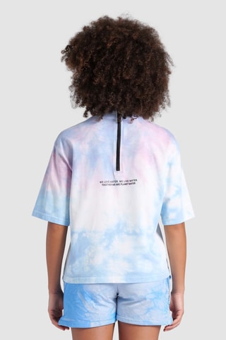 T-shirt de plage tie and dye - Blanc et bleu clair