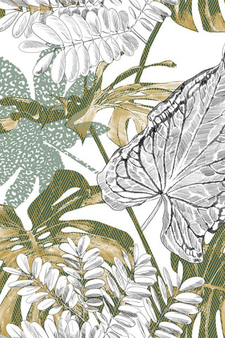 Parure de couette en coton 115 g/m²  en coton 115 g/m² Monstera - Blanc et vert