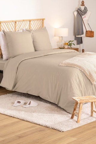Parure de couette en percale de coton 80 fils/cm² - Beige