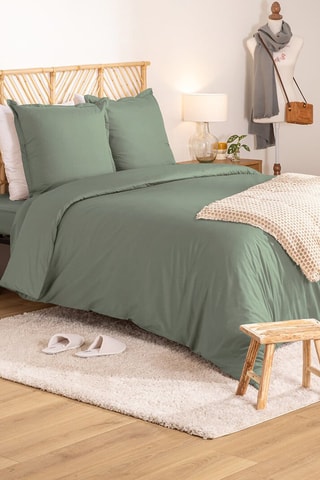Parure de couette en percale de coton 80 fils/cm² - Kaki