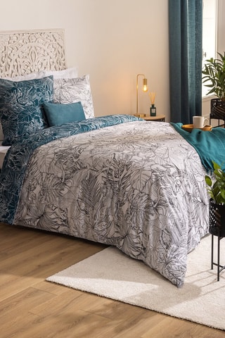 Parure de couette en coton 57 fils/cm² Jungle - Noir et blanc