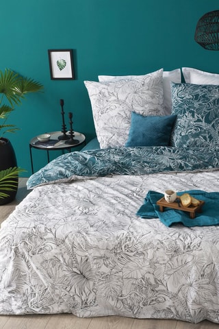 Parure de couette en coton 57 fils/cm² Jungle - Noir et blanc