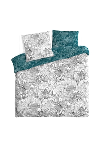 Parure de couette en coton 57 fils/cm² Jungle - Noir et blanc