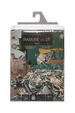 Parure de couette en coton 115 g/m² Tropik - Vert
