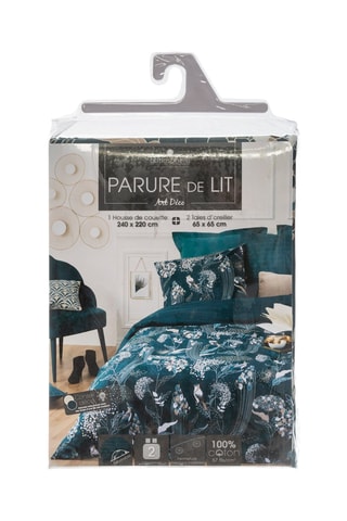 Parure de couette en coton 115 g/m²  Paon - Bleu foncé