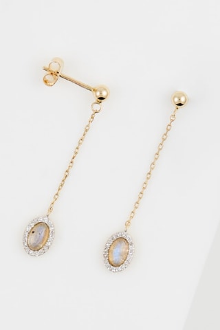 Boucles d'oreilles Zuni 
Or jaune, diamants et labradorites