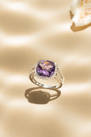 Bague Divine Améthyste  -  Or blanc, diamants et améthyste