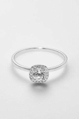 Bague Carré Topazien   Or blanc, diamants et topaze