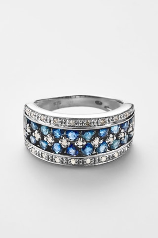 Bague Chemin des Saphirs Or blanc, diamants et saphirs