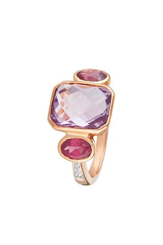 Bague Deep Violine - Or jaune, diamants, améthyste et rhodolites
