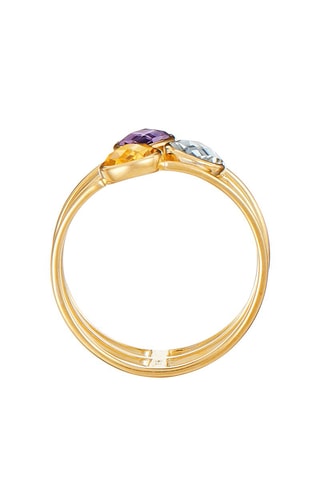 Bague Trio douceur   Or jaune, améthyste, citrine et topaze