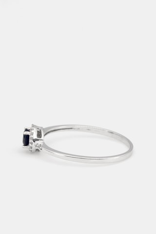 Bague Rond de saphir  Or blanc, saphir et diamants