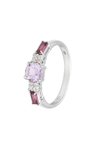 Bague Elvira Or blanc, diamants et rhodonites