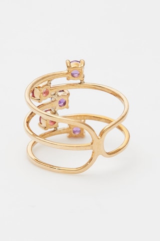 Bague Brise d'été Or jaune, améthystes et topazes