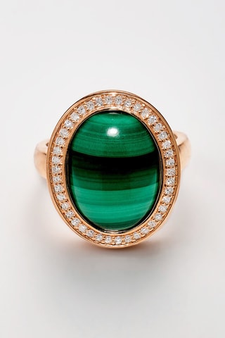 Bague Hélicé Or rose, diamants et malachite