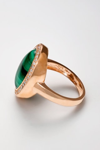 Bague Hélicé Or rose, diamants et malachite