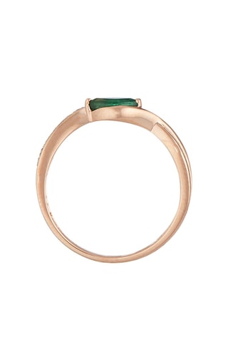 Bague Emotion   Or rose, diamants  et émeraude