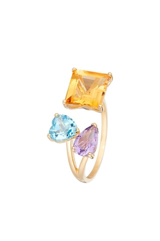 Bague Geo dream   Or jaune, améthyste, topaze et citrine