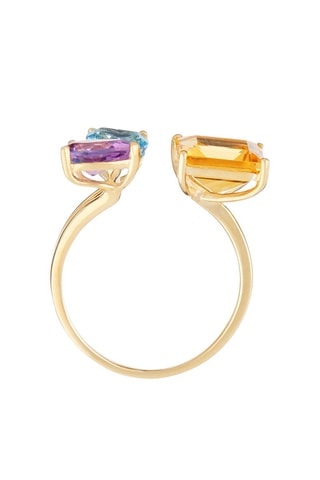 Bague Geo dream   Or jaune, améthyste, topaze et citrine