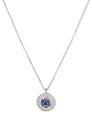 Collier Bouclier  Or blanc, diamants et saphirs