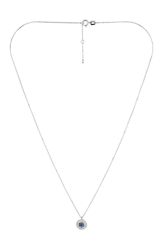 Collier Bouclier  Or blanc, diamants et saphirs