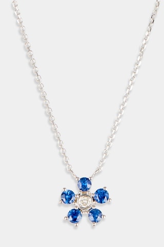 Collier Clématite Or blanc, saphirs et diamant