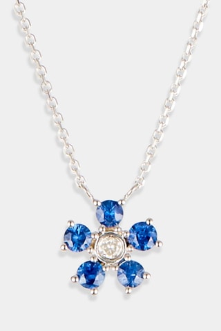 Collier Clématite Or blanc, saphirs et diamant