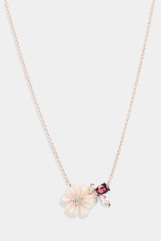 Collier Dorothéa - Or rose, diamants, saphir, rhodonite et nacre