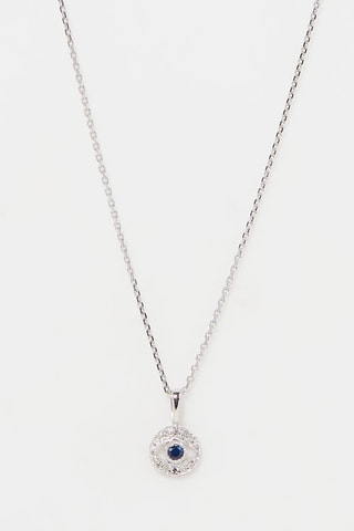 Pendentif Or blanc, diamants et saphir