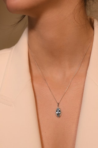 Pendentif Valentina Or blanc, diamants et topaze