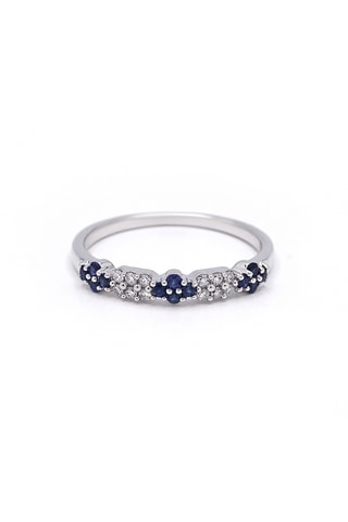 Bague Flora Bleu - Or blanc, diamants et saphirs