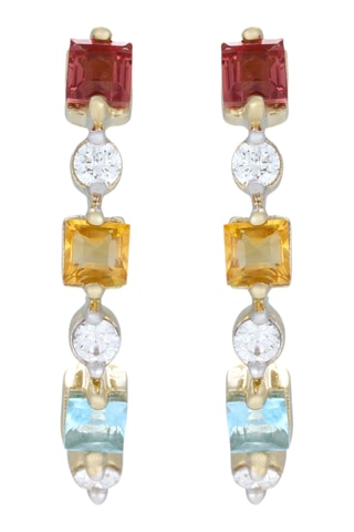 Boucles d’oreilles Rouna - Or jaune, diamants, citrines et topazes
