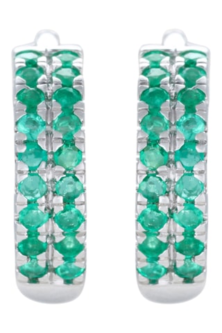 Boucles d’oreilles Faye - Or blanc et émeraudes