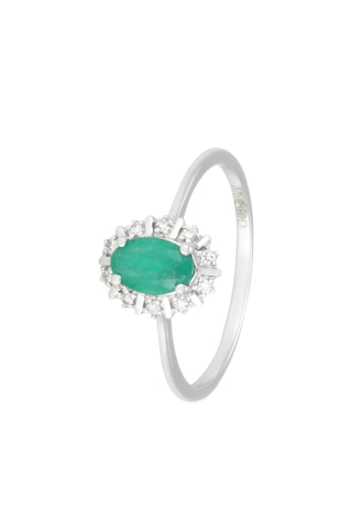 Bague Douce nuit - Or blanc, émeraude et diamants