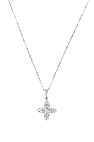 Pendentif Sparkling Flower - Or blanc et diamants