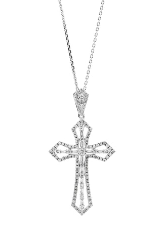 Pendentif Royal Cross - Or blanc et diamants