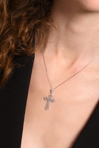 Pendentif Royal Cross - Or blanc et diamants